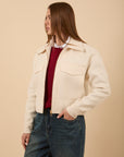 Wool Jacket with Pockets - off-white