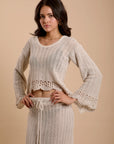 Crochet Top long sleeve - Offwhite