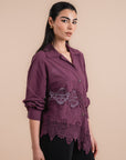 Asymmetric cotton shirt - Plum