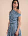 Asymmetric Draped Top - Blue