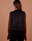 Black suede Vest Golden handmade embellishments