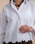 White hem embro shirt
