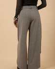 Grey check side vents pants