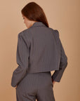 Grey stripes short blazer