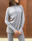 Grey High Neck Knit Pullover