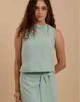 Mint Linen Sleeveless Top