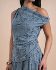 Asymmetric Draped Top - Blue