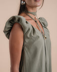 Puff sleeve Dress - Olive