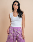 Grading purple embro shorts