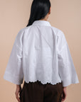 White hem embro shirt