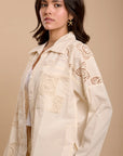 Asymmetrical Checkers Embro beige Shirt