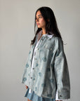 Denim shirt embelished shells- Blue