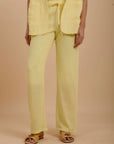 butter yellow loose linen pants easy wear