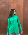 Green High Neck Knit Pullover