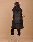 Long Puffer Vest - Black