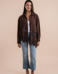 Asymmetric cotton shirt - Brown