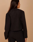 Black stripes short blazer