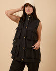 Utility Long Vest - Black