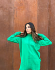 Green High Neck Knit Pullover