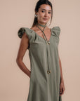 Puff sleeve Dress - Olive