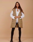Long Puffer Vest - Beige
