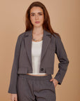 Grey stripes short blazer