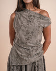 Asymmetric Draped Top - Grey