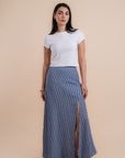 Blue stripes asymmetrical skirt