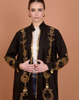 Black suede Kimono with handmade golden embellishments