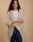 Metallic threads Crochet Jacket off-white