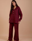 Burgundy Snap buttons sweat shirt