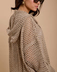 Metallic threads Crochet Jacket Beige