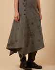 Asymmetrical embro & studs skirt - Black
