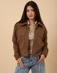 Wool Jacket with Pockets - Brown