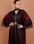 Satin & Lace Burgundy Kimono