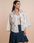Linen shirt handmade sequins - Beige