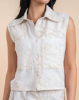 white sleeveless shirt embro