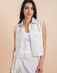 white sleeveless shirt embro
