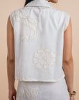 white sleeveless shirt embro