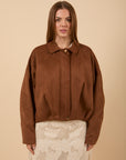 Oversize suede Jacket - Brown
