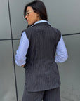 Grey stripes & embro wool Vest