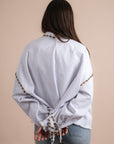 Restocking _white denim jacket gold embelishments