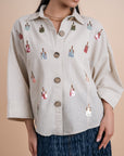Linen shirt handmade sequins - Beige