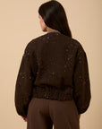 Embroidered & sequins Brown Bomber
