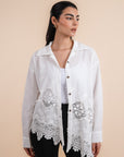 Asymmetric cotton shirt - white