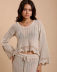 Crochet Top long sleeve - Offwhite