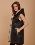 Long Puffer Vest - Black