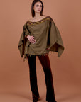 Luxe embellished cape - Olive