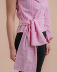 Pink stripes Asymmetric Shirt