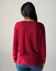 knitwear Top handmade work - Burgundy